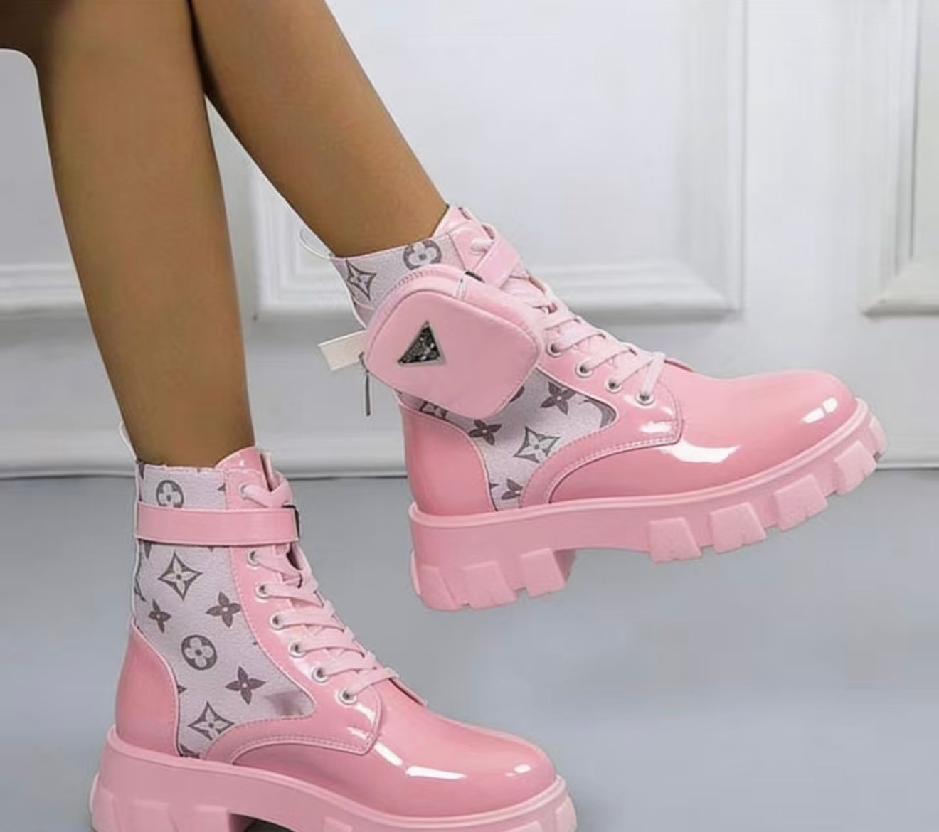 Prada-Inspired Fashion Chunky Boots