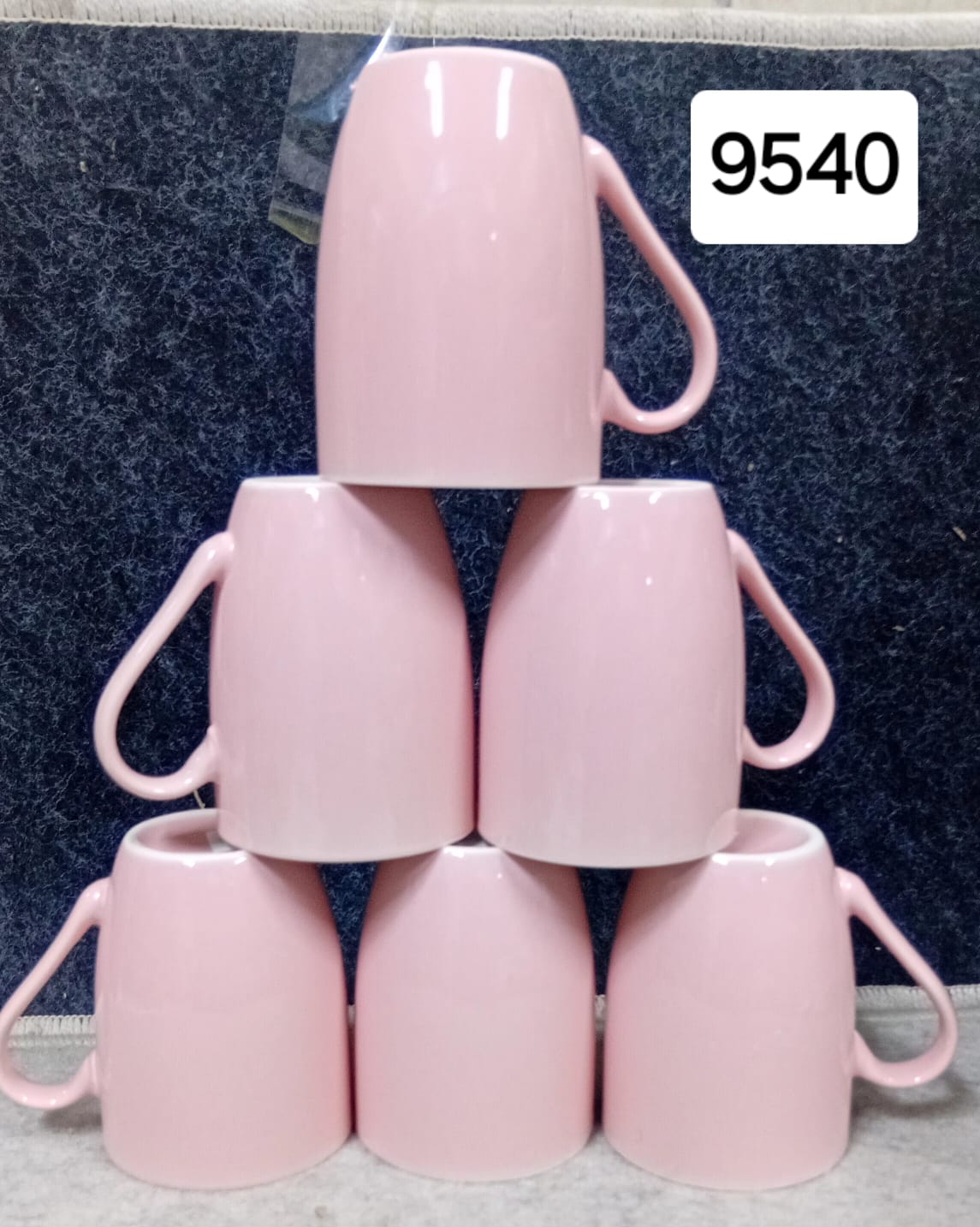 Premium Pastel Pink Ceramic Mug Set (6 Pieces - 350ml)