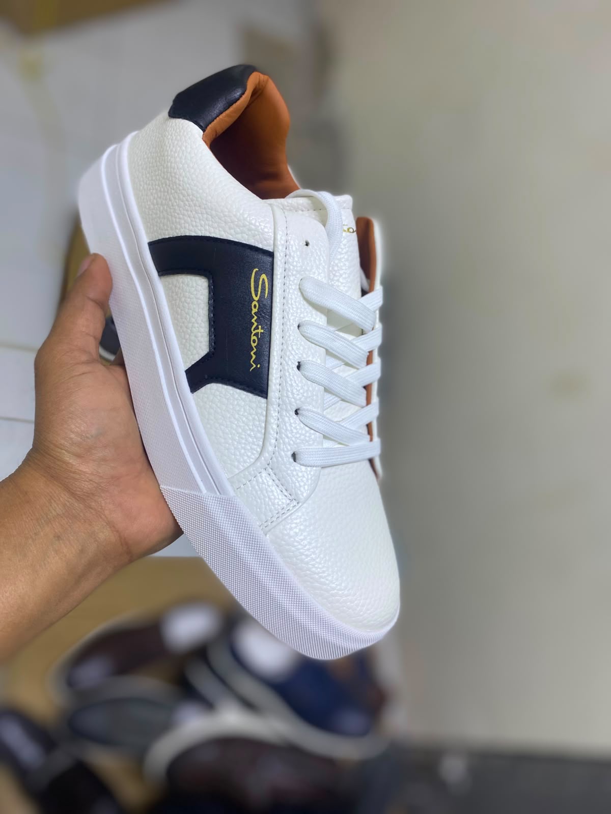 Santoni Milano Men's Pebbled Leather Sneakers