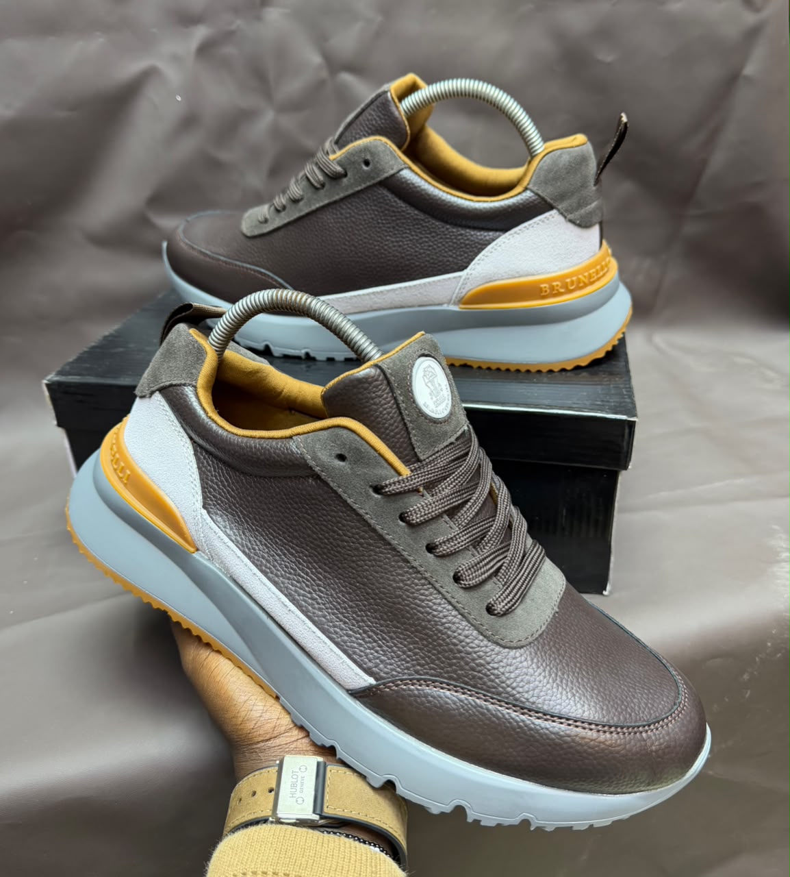 Brunello Cucinelli Textured Leather Casual Sneakers