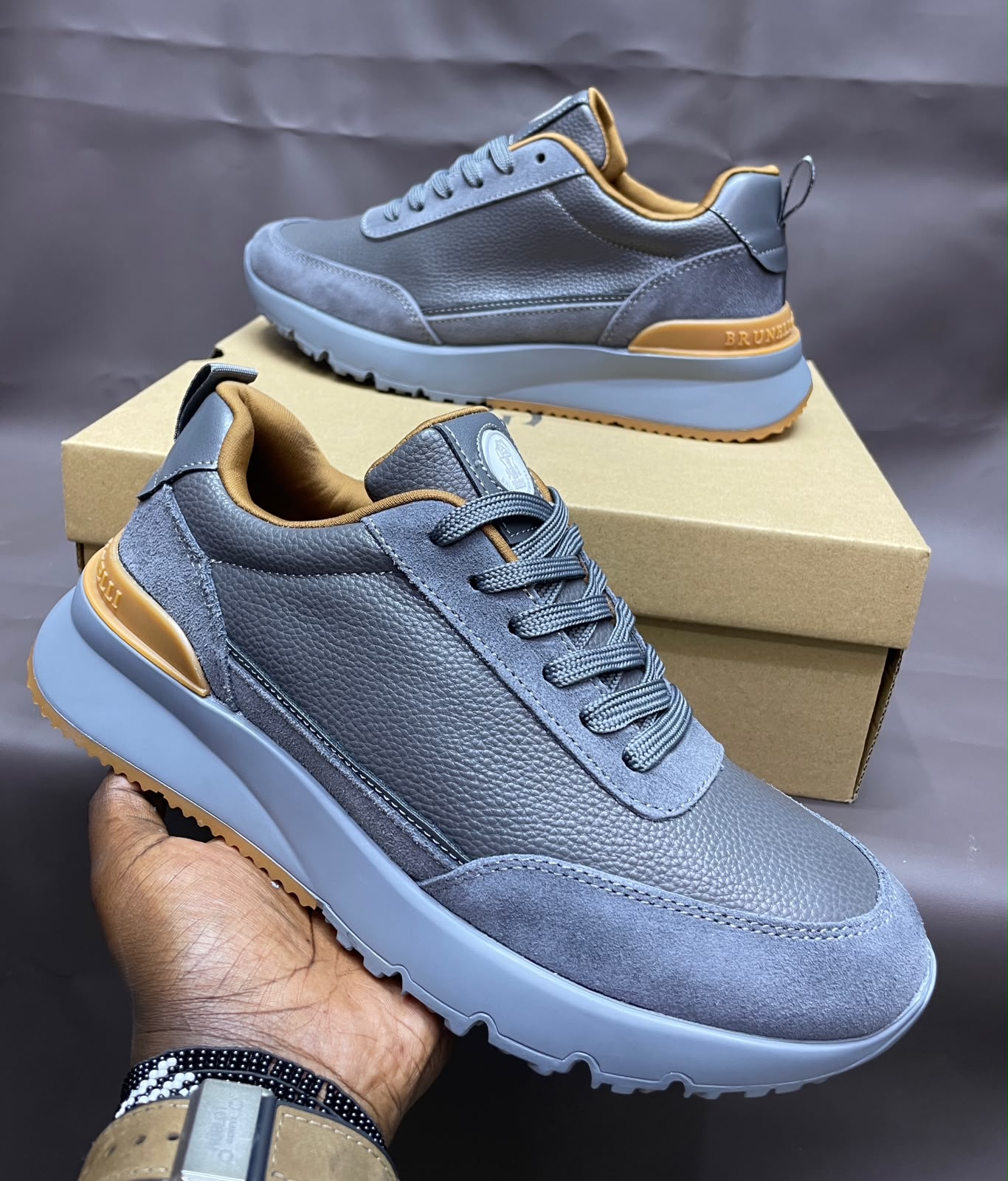 Brunello Cucinelli Textured Leather Casual Sneakers