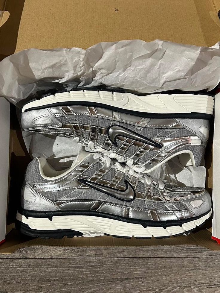 Nike P-6000 Metallic Silver Retro Sneakers