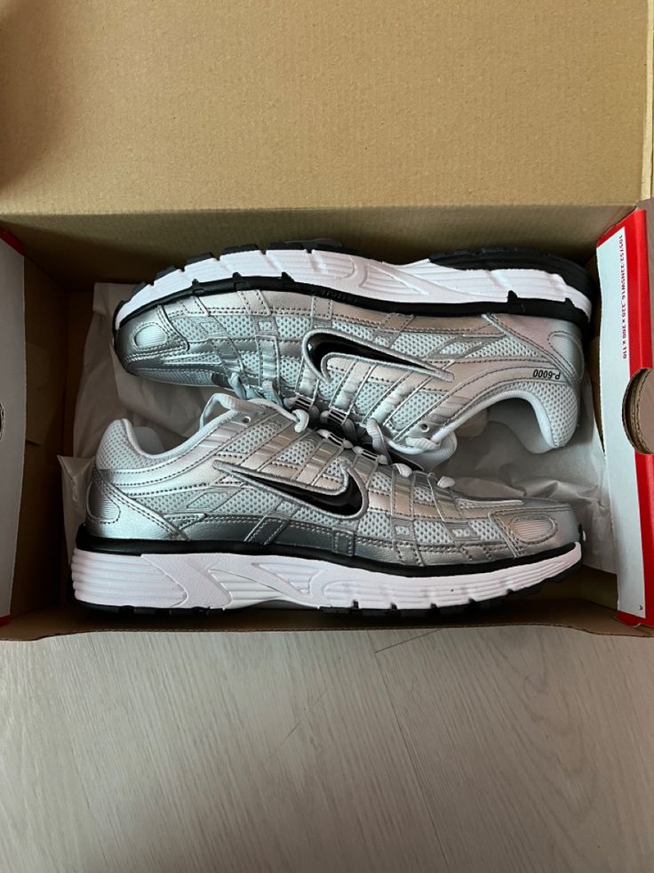 Nike P-6000 Metallic Silver Retro Sneakers