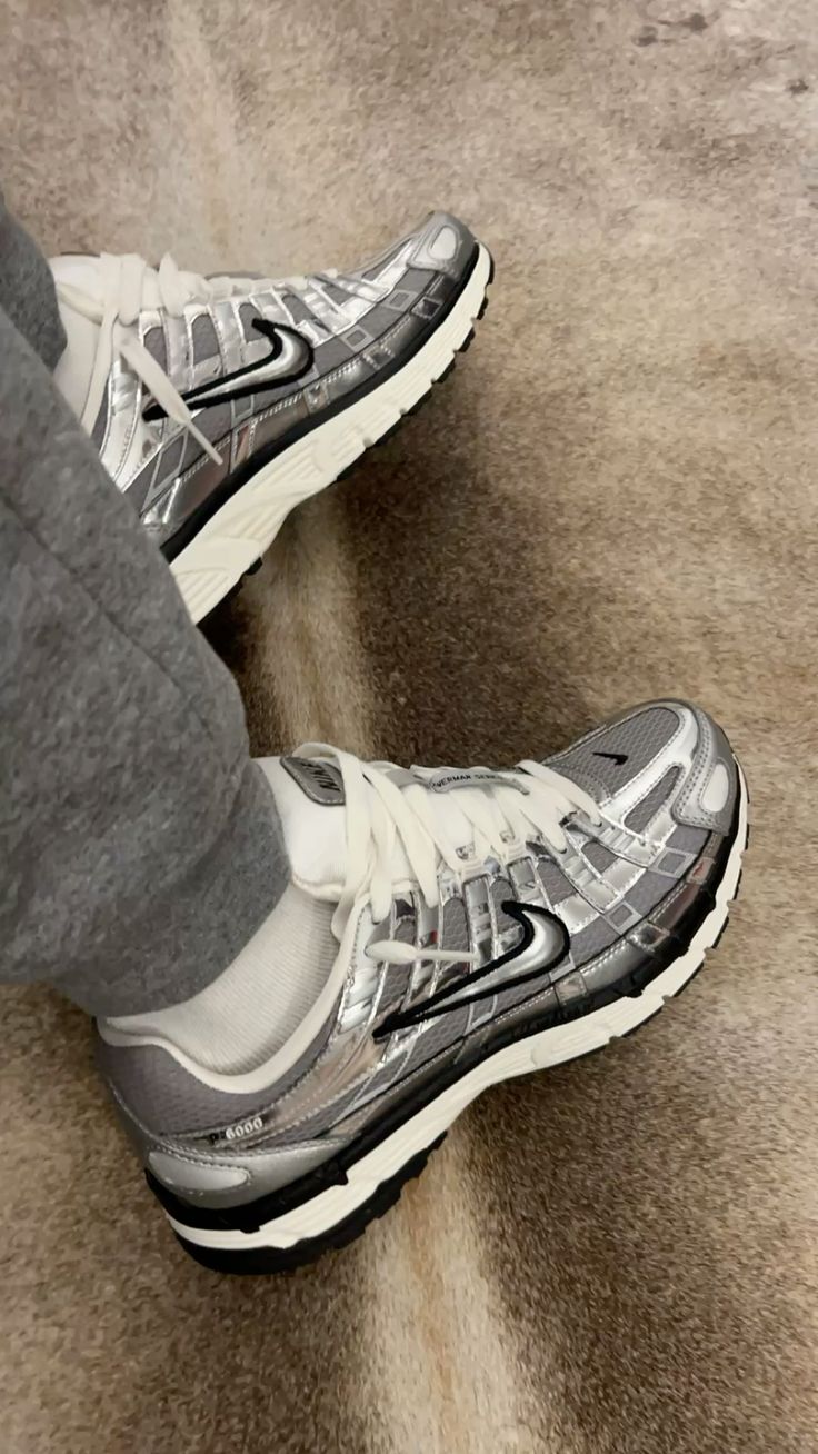 Nike P-6000 Metallic Silver Retro Sneakers