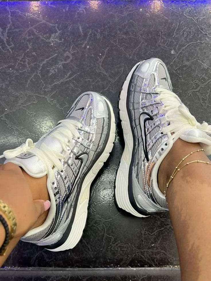Nike P-6000 Metallic Silver Retro Sneakers