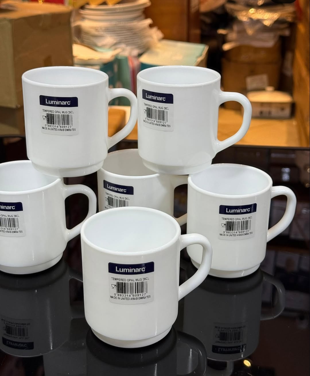 ☕ SET OF 6 LUMINARC 29CL TEMPERED OPAL MUGS