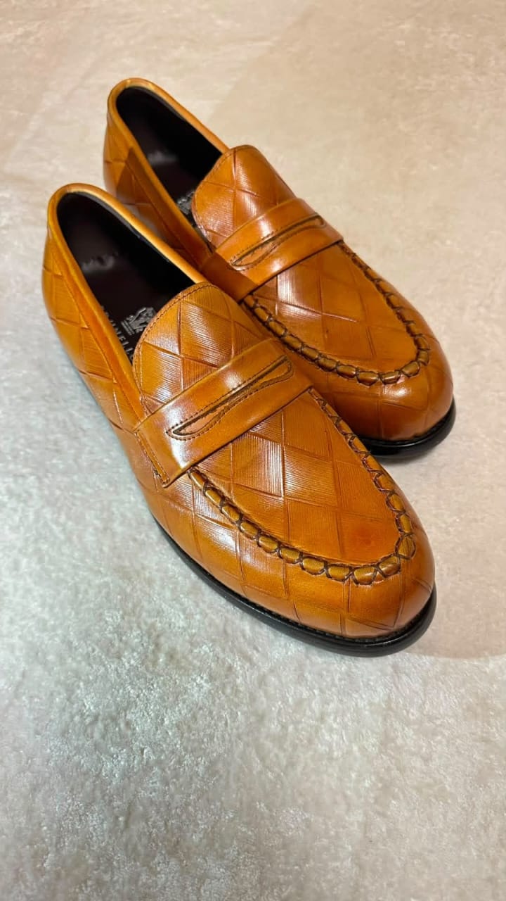 Men's Brunello Cucinelli Burnished Leather Penny Loafers