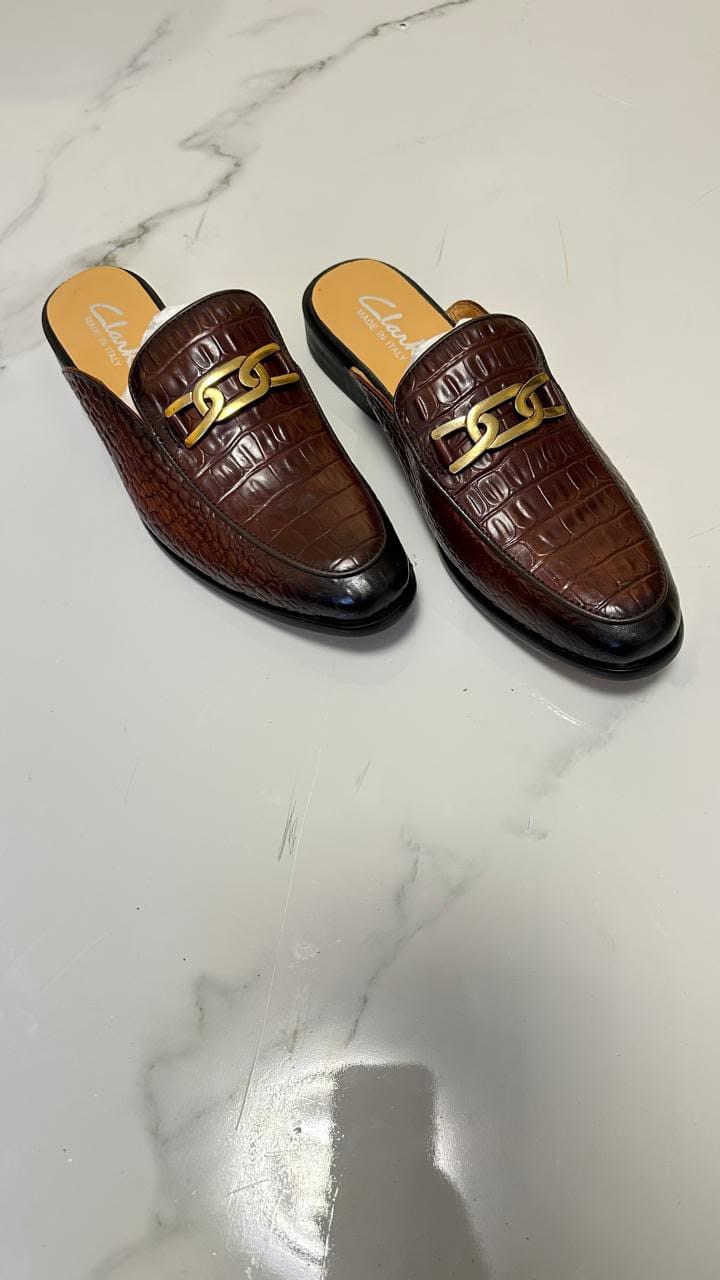 Men's Ferragamo Textured Tassel Leather Mules