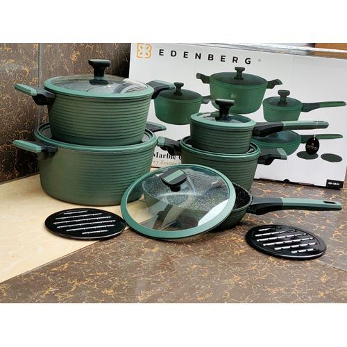 EDENBERG 12-PCS EMERALD GREEN GRANITE NON-STICK SET
