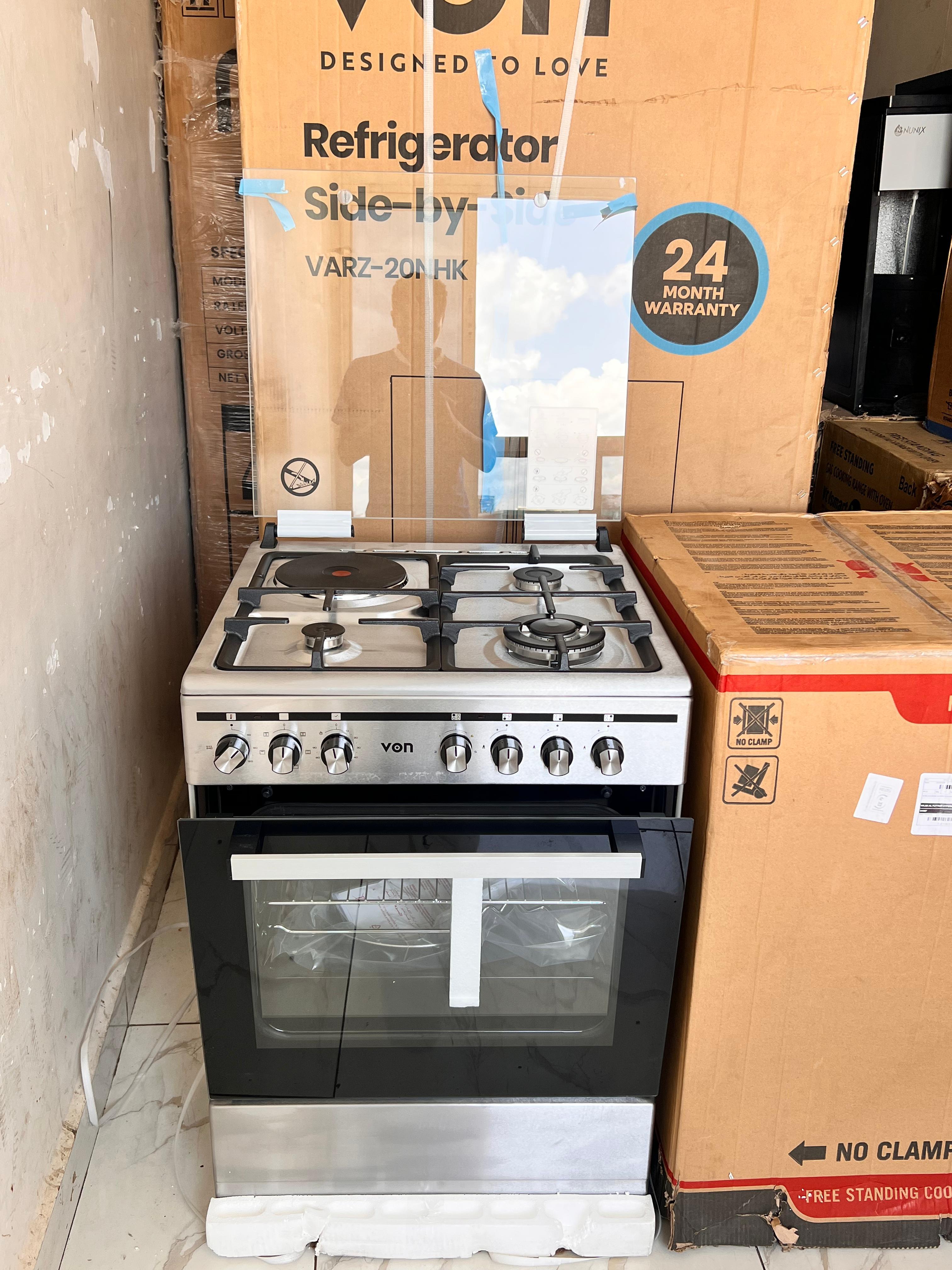VON 3-GAS + 1-ELECTRIC SEMI INOX STANDING COOKER