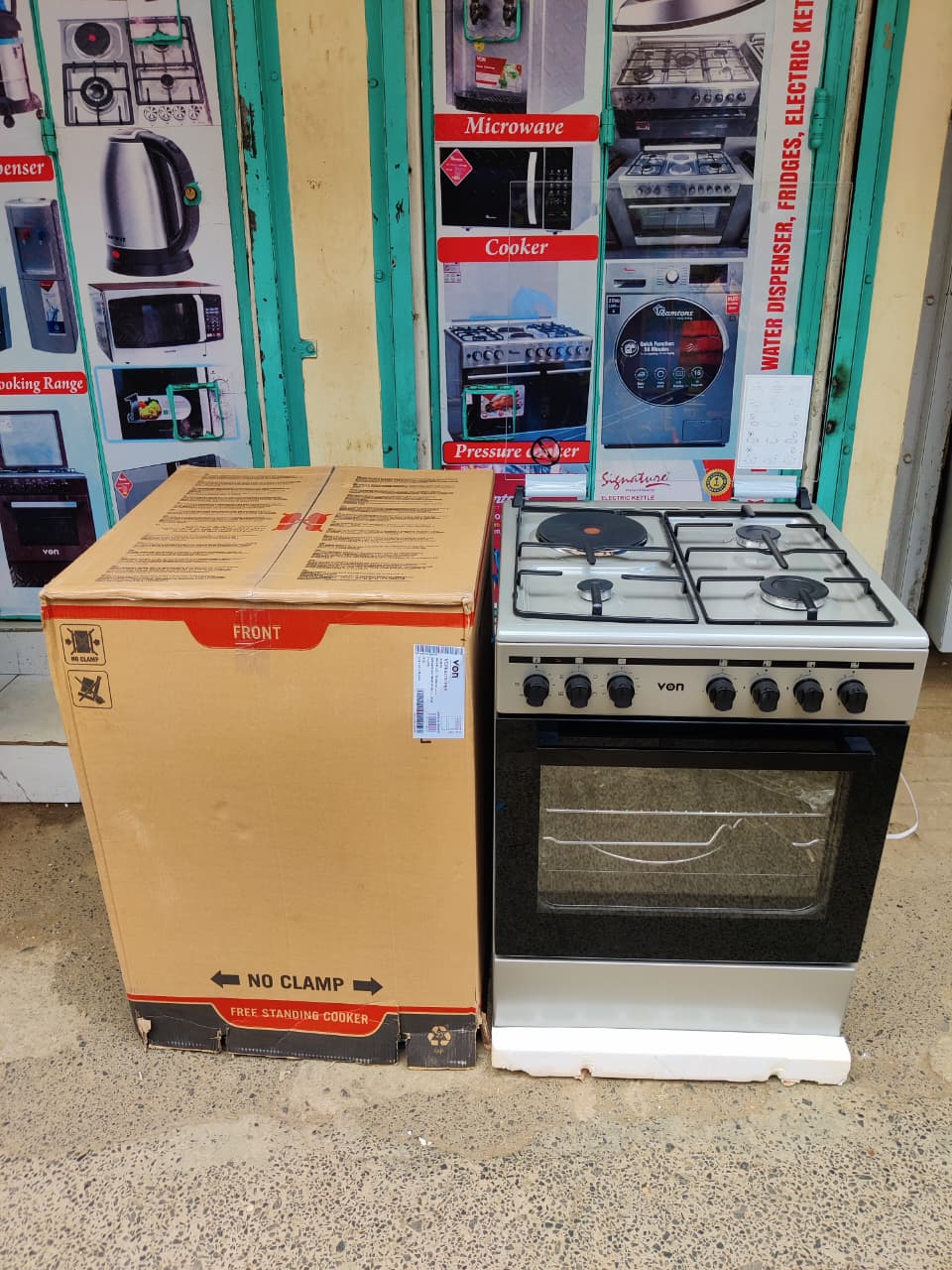 🔥 VON 60X60CM 3-GAS + 1-ELECTRIC STANDING COOKER WITH FFD