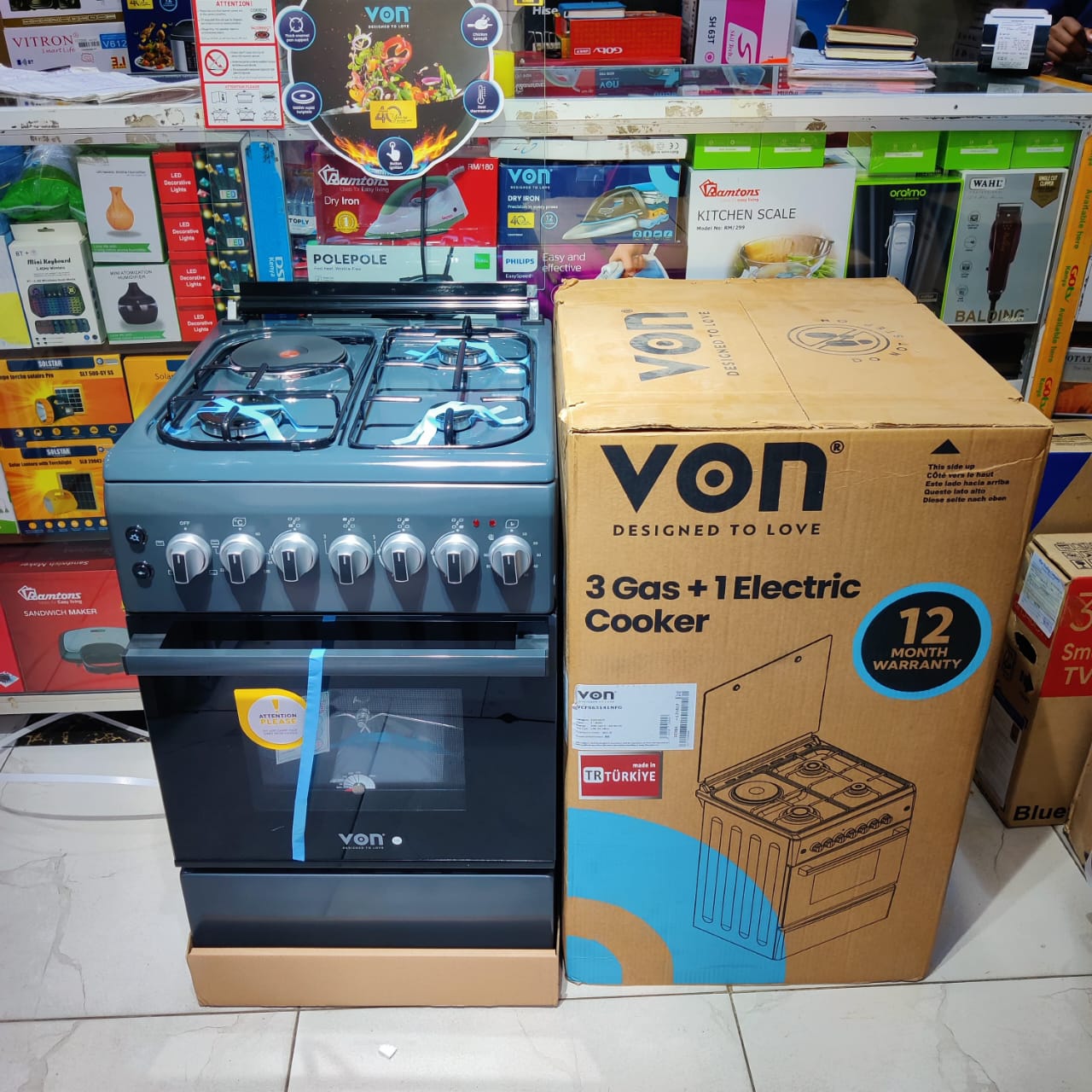 🔥 VON 50X60CM 3-GAS + 1-ELECTRIC STANDING COOKER