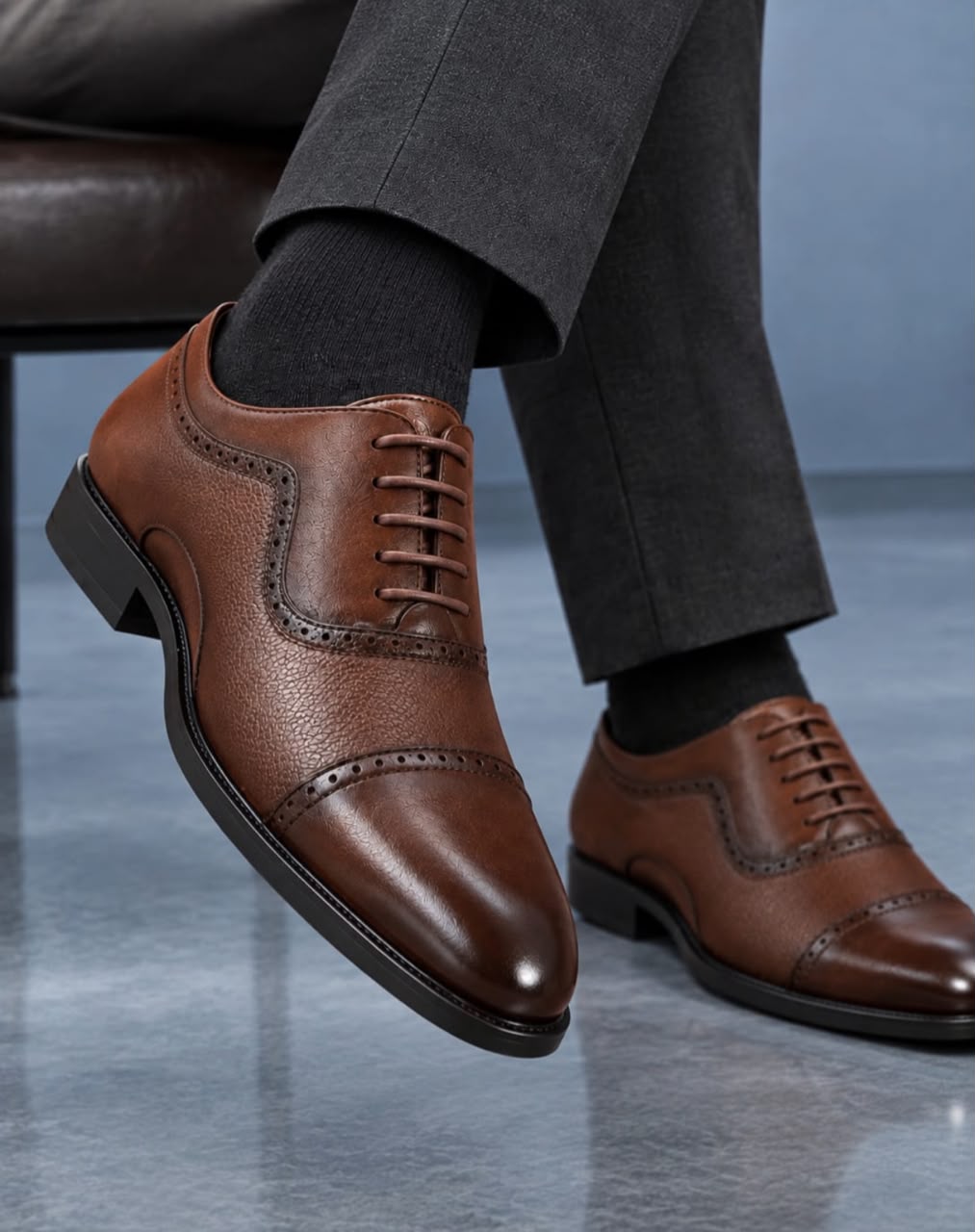 Men's Textured Leather Official Oxford Shoes