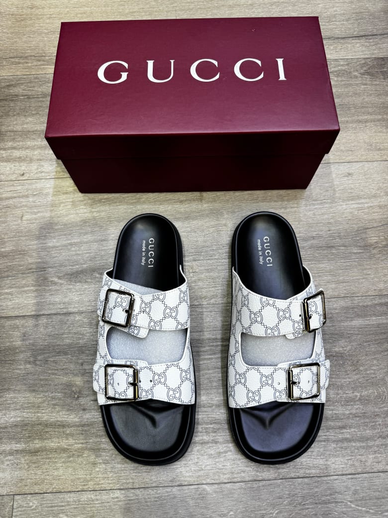 Men's Gucci GG Monogram Double-Buckle Sandals