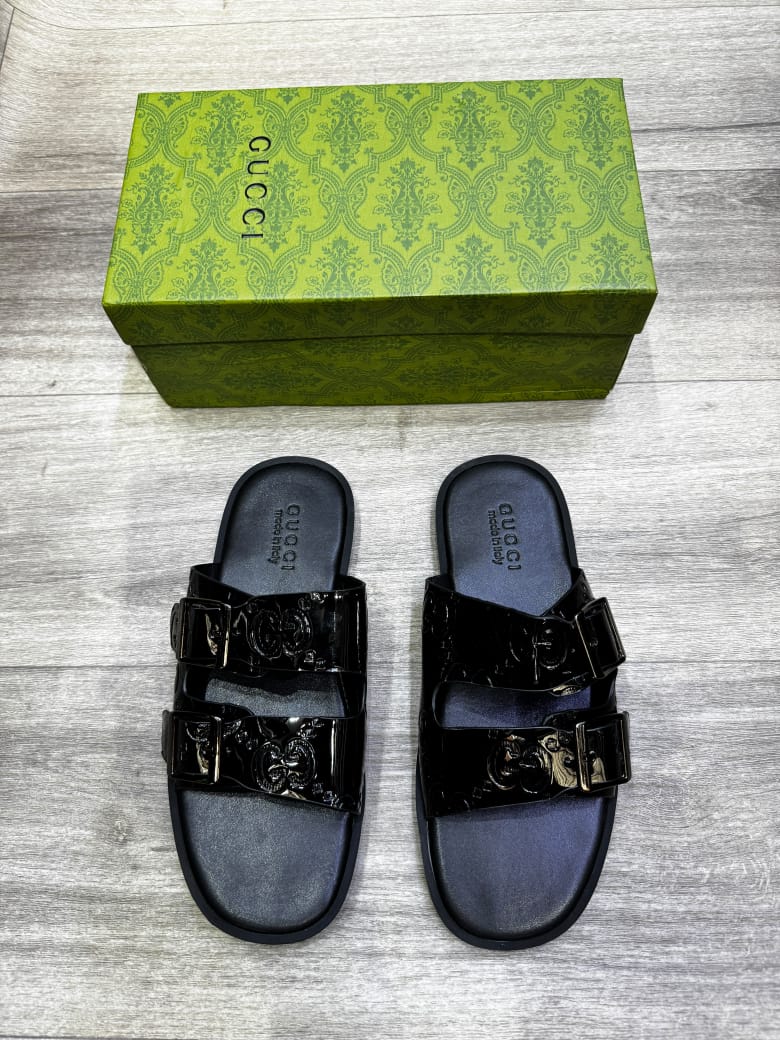 Men's Gucci GG Monogram Double-Buckle Sandals