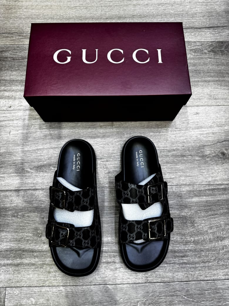 Men's Gucci GG Monogram Double-Buckle Sandals