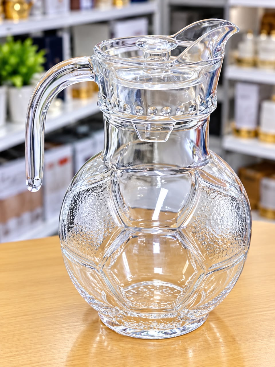 1.8L GEOMETRIC DESIGN TEXTURED GLASS PITCHER WITH LID